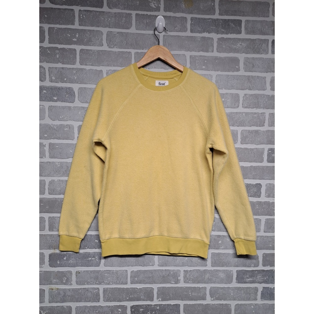 FEAT Womens  Blanket Blend Crewneck Top Sweatshirt Yellow Stone Size Small‎